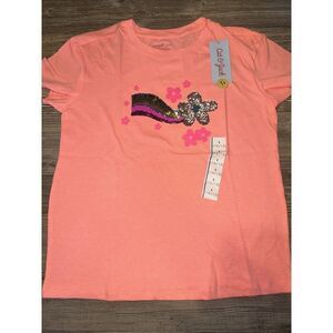 Girls' Flip Sequin 'Flower' Short Sleeve Graphic T-Shirt Large- Cat & Jack. Q